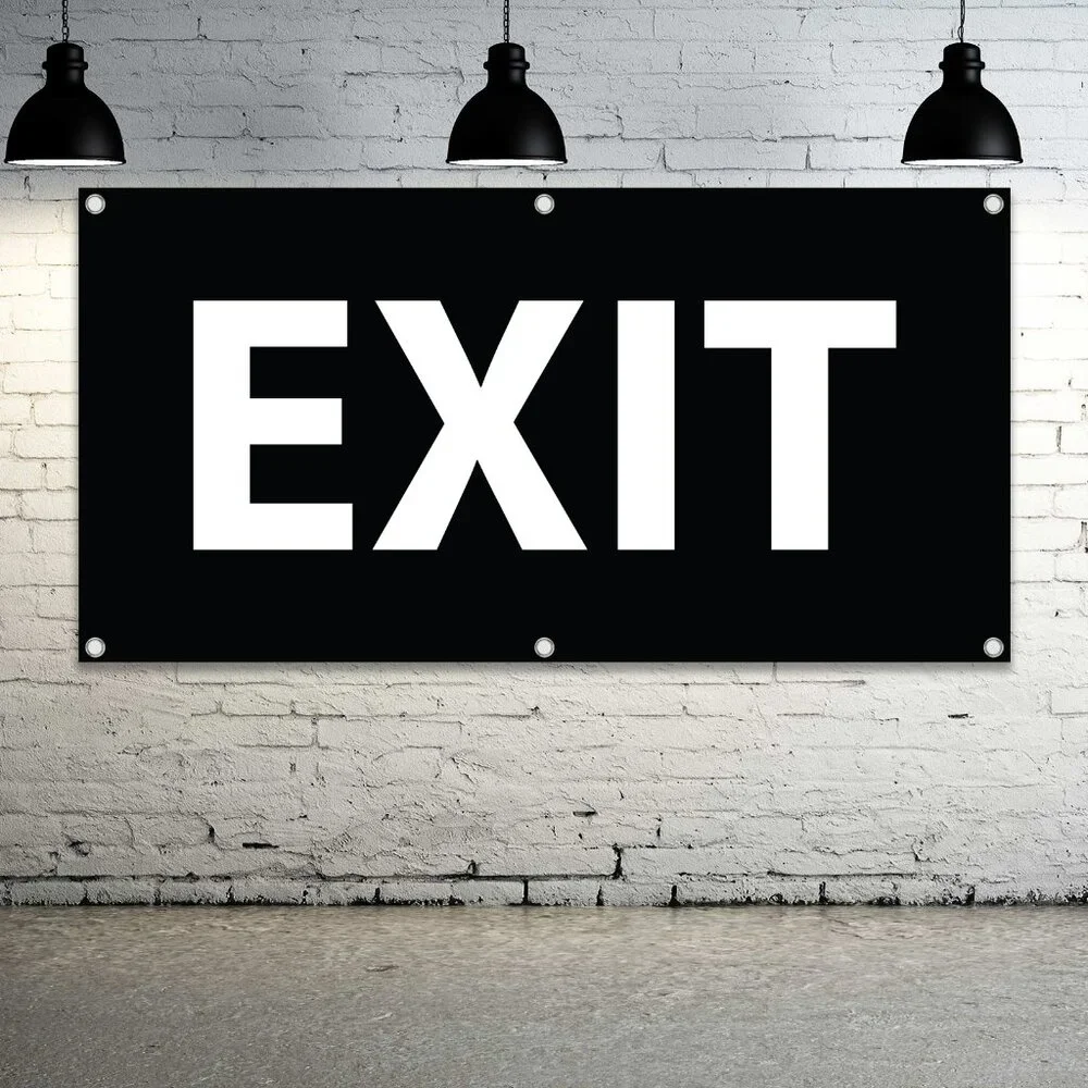 EXIT Generic Vinyl Banner 4ft. Sign Leaving Exiting Guidance Signage Salida New